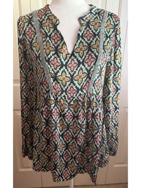 Aldo Martins tunic "Cap Juluca - A New Story" Boho Print Tunic Fringe Trim